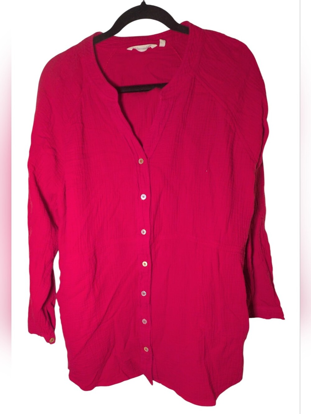 Soft Surroundings Thick Crinkle Gauze Shacket Tunic XL EUC Red
